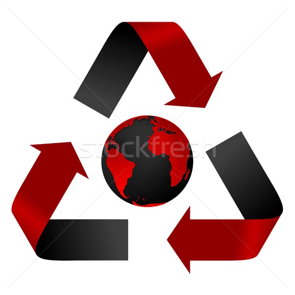 Abstract pollution threat, recycle logo and globe Stock photo © saicle