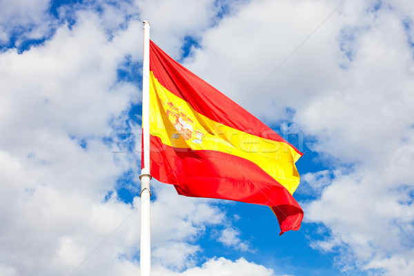 Bandiera spagnola bandiera Spagna cielo blu movimento vento Foto d'archivio © sailorr