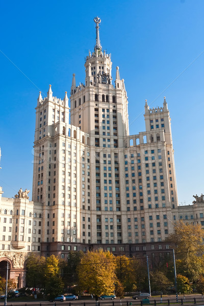 Gebäude schönen Ansicht sowjetischen Wolkenkratzer Moskau Stock foto © sailorr