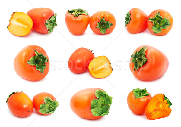 Persimmon collectie vers vruchten witte voedsel Stockfoto © sailorr
