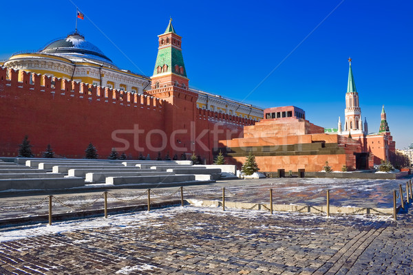 Red Square mausoleum Kremlin hemel gebouw licht Stockfoto © sailorr