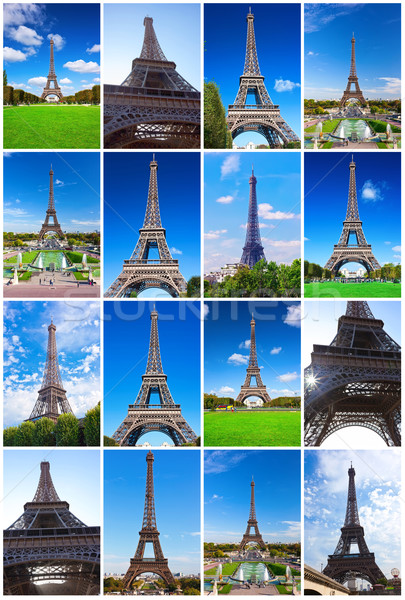 Eiffel-torony Párizs gyönyörű kilátás híres Franciaország Stock fotó © sailorr