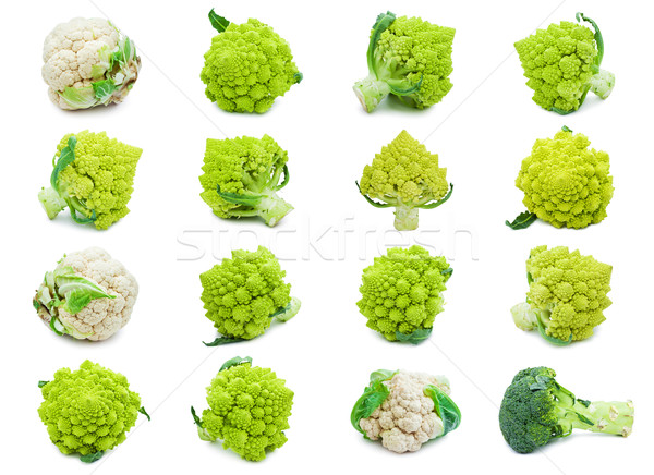 Stockfoto: Bloemkool · broccoli · collectie · geïsoleerd · witte · voedsel