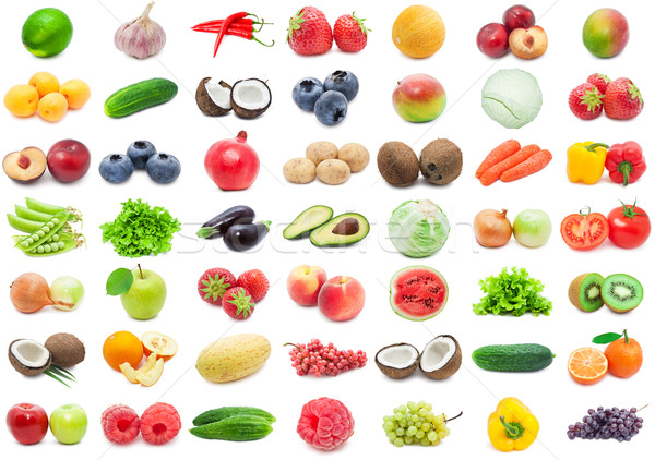 Fruits légumes ensemble isolé blanche [[stock_photo]] © sailorr