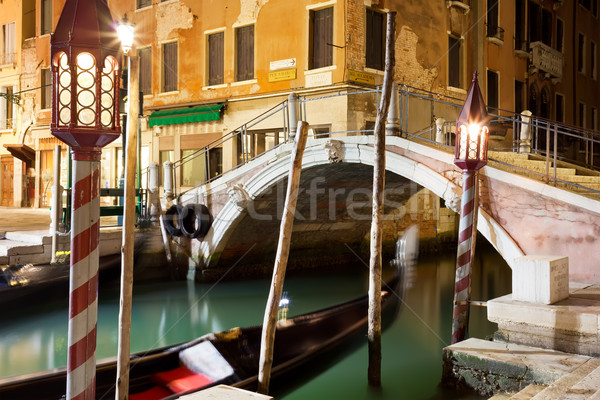 Venedig Nacht Ansicht schönen Kanal Stock foto © sailorr