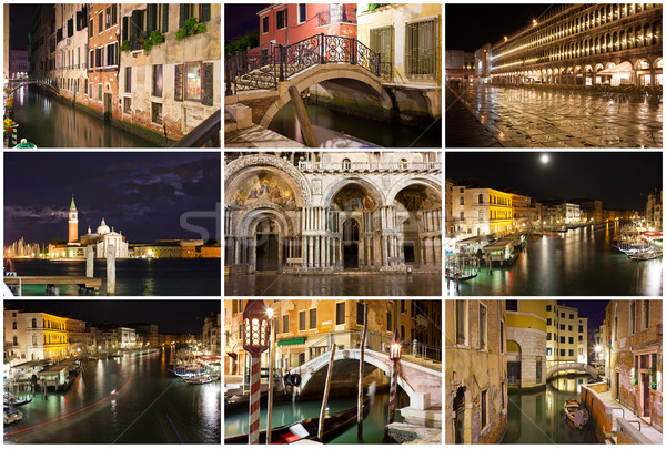 Nacht Venetië beroemd kanaal Italië gebouw Stockfoto © sailorr