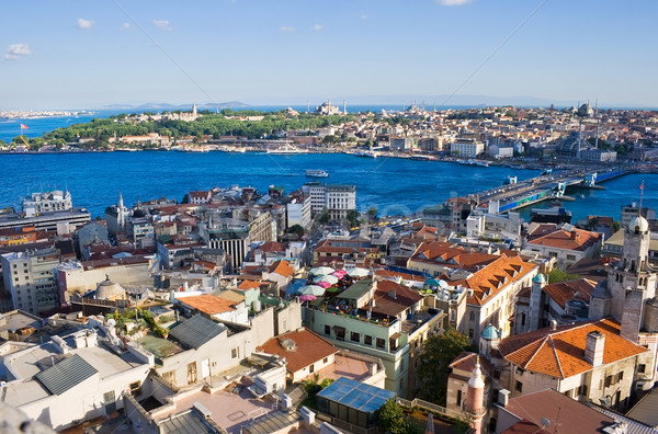 Isztambul panorámakép kilátás torony arany duda Stock fotó © sailorr