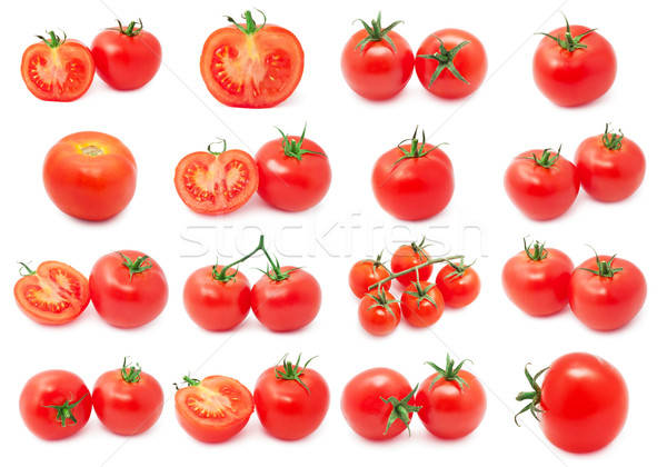 Stockfoto: Tomaten · collectie · Rood · smakelijk · geïsoleerd · witte