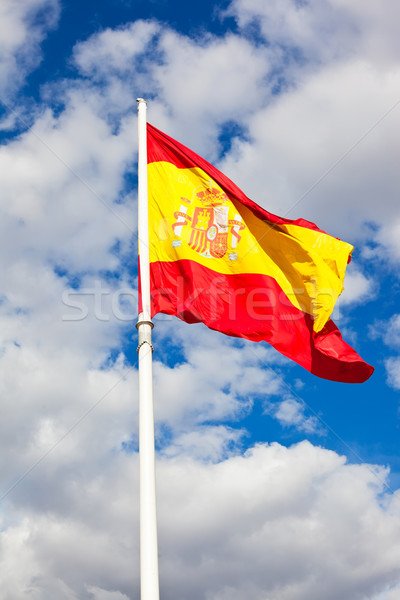 Spaanse vlag vlag Spanje blauwe hemel bewegende wind Stockfoto © sailorr