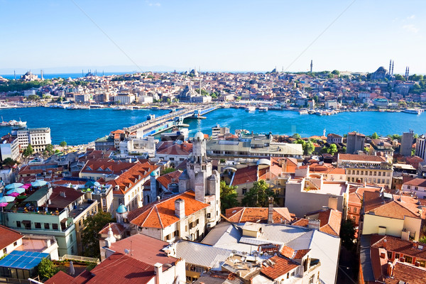 Istanbul panoramiczny widoku wieża złoty róg Zdjęcia stock © sailorr