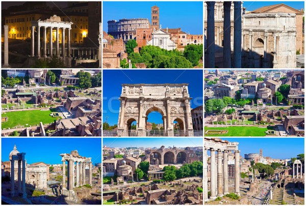 Roman forum ruiny słynny starożytnych Rzym Zdjęcia stock © sailorr