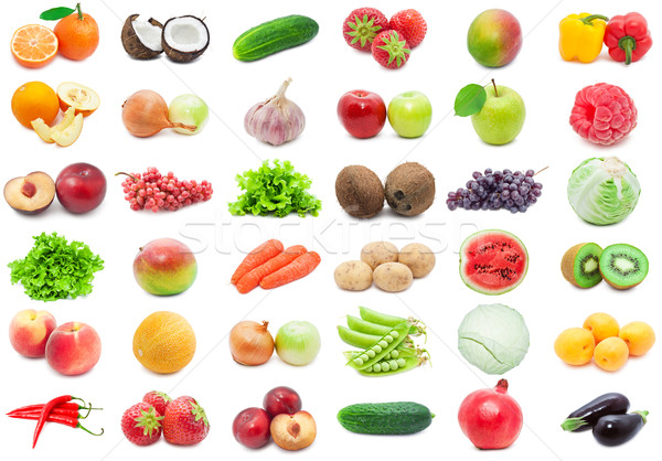 Stockfoto: Vruchten · groenten · collectie · geïsoleerd · witte