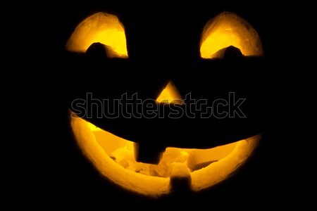 Zucca di halloween cute lanterna candela luce sorriso Foto d'archivio © sailorr