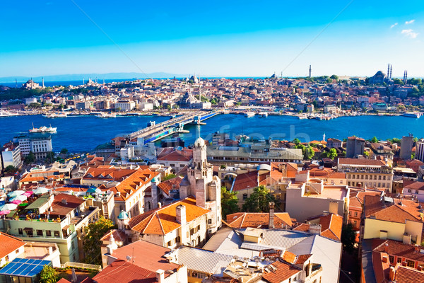 Foto stock: Estambul · panorámica · vista · torre · dorado · cuerno