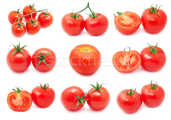 Pomidory kolekcja czerwony smaczny odizolowany biały Zdjęcia stock © sailorr
