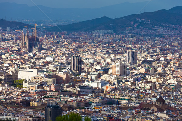 Барселона Панорама Cityscape familia мнение здании Сток-фото © sailorr