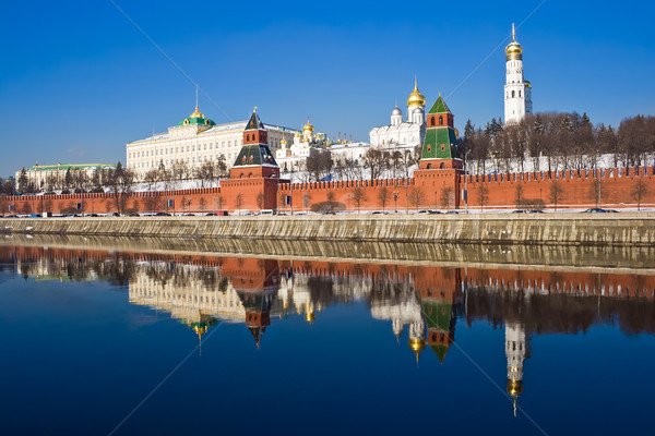 Moscou Kremlin reflexão famoso belo rio Foto stock © sailorr