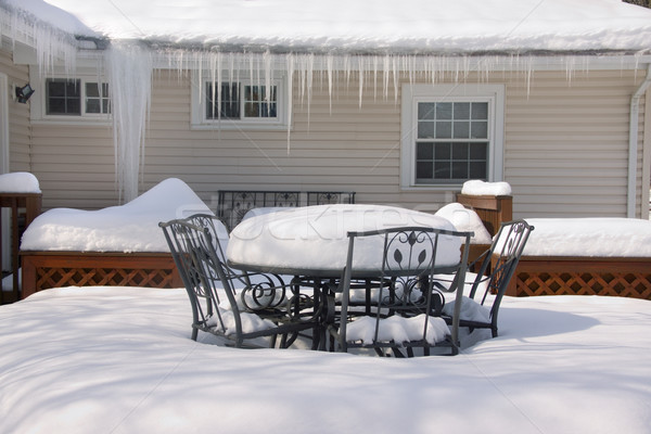 Backyard Deck in Winter Close Crop Stock photo © saje