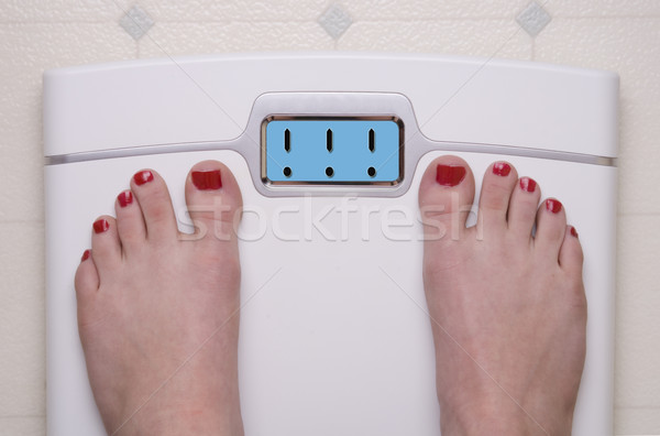Mérleg digitális fürdőszobai mérleg omg üzenet test Stock fotó © saje