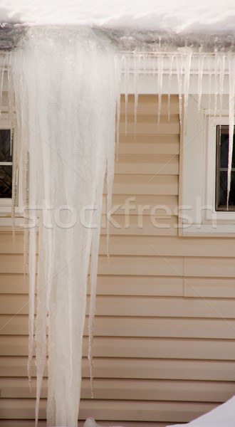 冰柱 巨人 冰 屋頂 房子 性質 商業照片 © saje