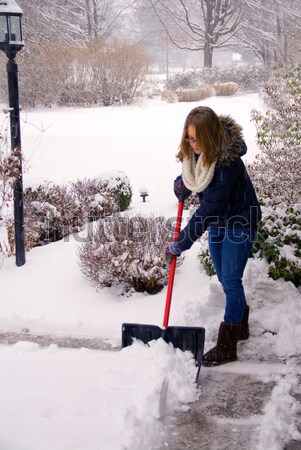 Woman Removing Snow From Car 5 Stock photo © saje