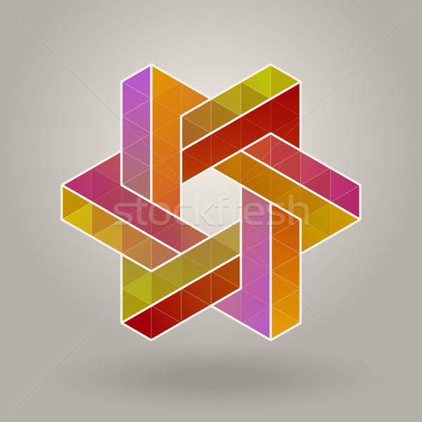 Abstract Vector Geometric Multicolor Hexagonal Star Shape Interlacing Polygons Logo Stock photo © Samolevsky