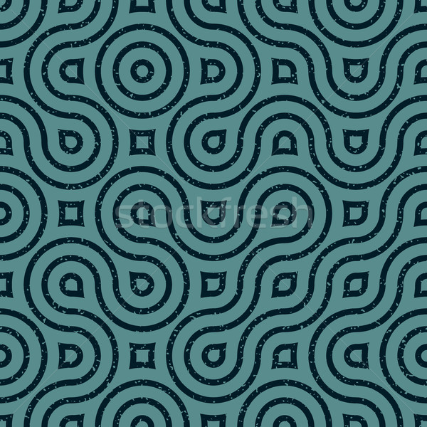 Vector Seamless Wavy Lines Irregular Retro Grungy Navy Blue Grunge Pattern Stock photo © Samolevsky