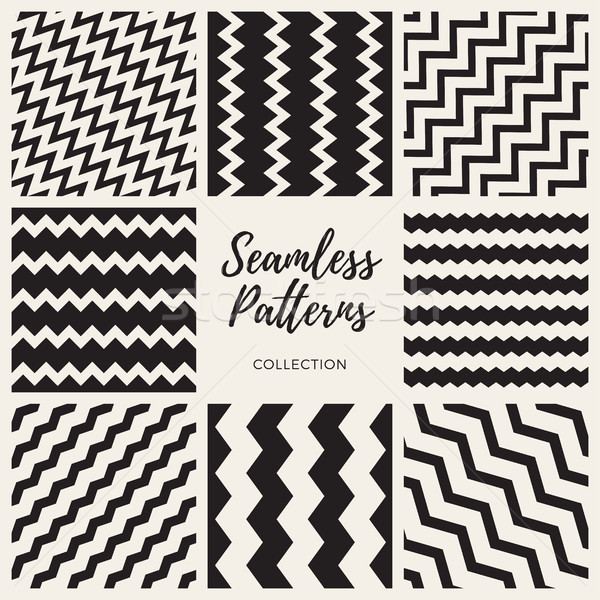 Set of Eight Vector Seamless ZigZag Lines Patterns Collection Stock photo © Samolevsky