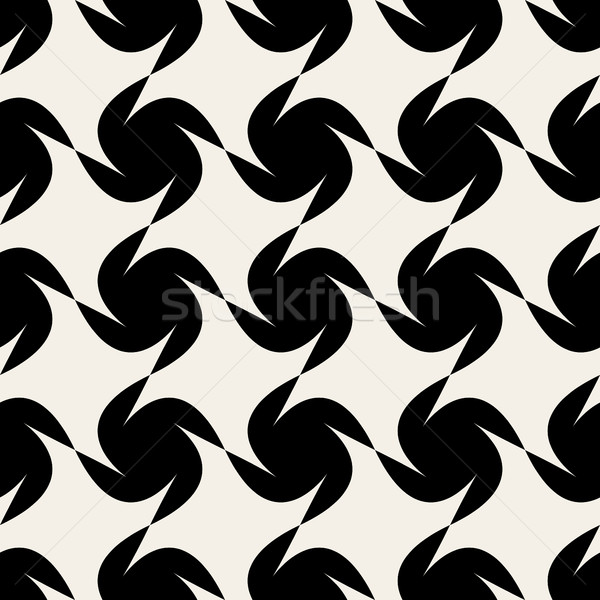 Seamless Black White Vector Geometric Swirl Spiral Checker Pattern Stock photo © Samolevsky