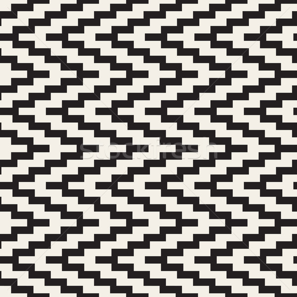 Vector Seamless Black and White ZigZag Jagged Lines Geometric Pattern Stock photo © Samolevsky