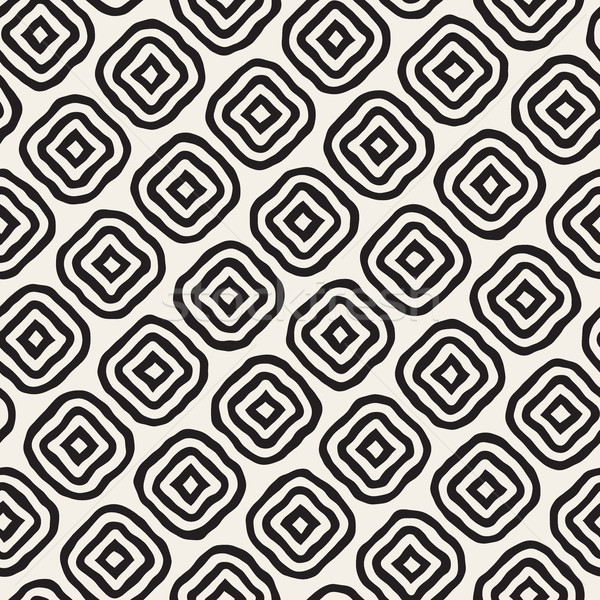 Vector Seamless Black and White Hand Drawn Rhombus Lines Pattern Stock photo © Samolevsky