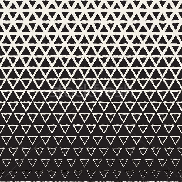 Stock photo: Vector Seamless Hand Painted Line Geometric Triangles Halftone Gradient Pattern