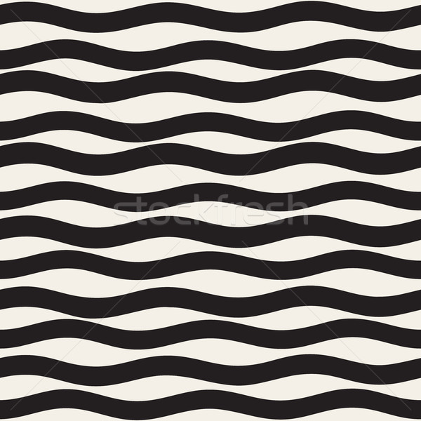 Vector Seamless Black and White Hand Drawn Wavy Lines Pattern Stock photo © Samolevsky