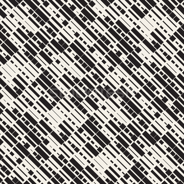 Vector Seamless Black And White Irregular Dash Rectangles Grid Pattern. Trendy Monochrome Texture. Stock photo © Samolevsky
