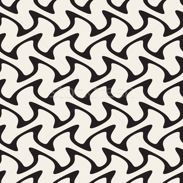 Hand Drawn Horizontal Wavy ZigZag Lines. Vector Seamless Black and White Pattern. Stock photo © Samolevsky