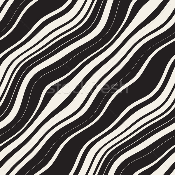 Vector Seamless Black and White Hand Drawn Diagonal Lines Pattern Stock photo © Samolevsky