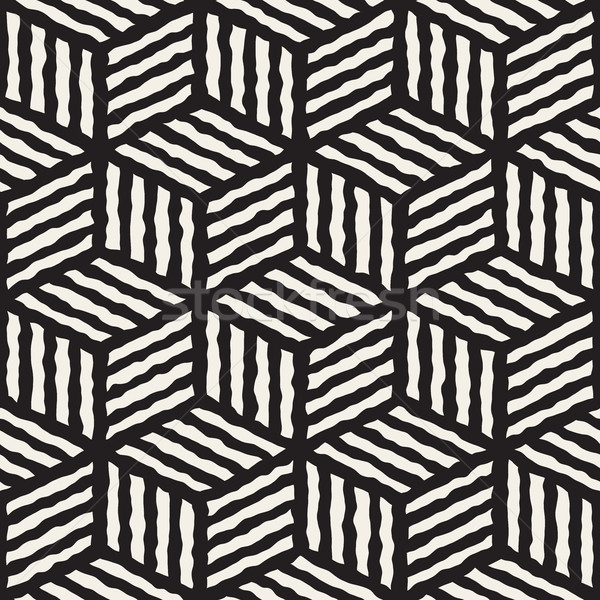 Vector Seamless Geometric Stripes Cube Pattern Stock photo © Samolevsky
