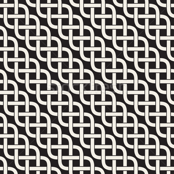 Stock photo: Interlaced Lines Celtic Ethnic Ornament. Vector Seamless Black and White Pattern