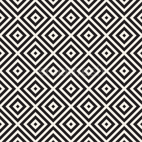 Trendy Monochrome Line Lattice. Vector Seamless Black and White Pattern. Stock photo © Samolevsky