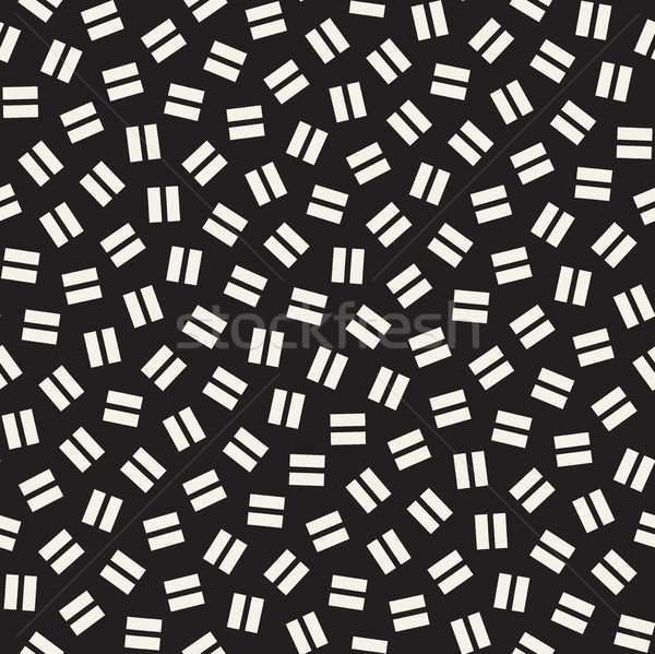 Stock photo: Geometric Scattered Shapes. Vector Seamless Black and White Pattern