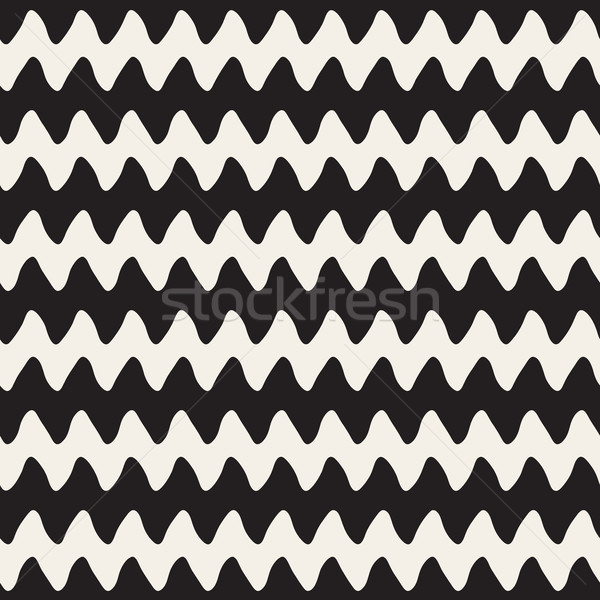 Hand Drawn Horizontal ZigZag Lines. Vector Seamless Black and White Pattern. Stock photo © Samolevsky