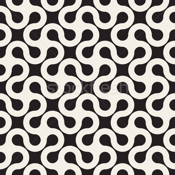 Vector Seamless Black and White Rounded Line Spiral Cross Pattern Stock photo © Samolevsky