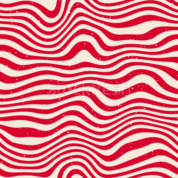 Vector Seamless Red White Wavy Distorted Lines Retro Pattern Stock photo © Samolevsky