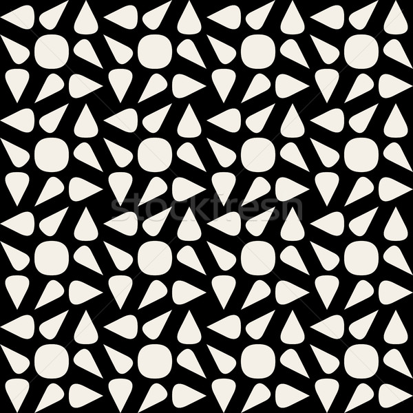 Vector Seamless Black And White Rounded Drop Shape Circle Geometric Pattern Stock photo © Samolevsky