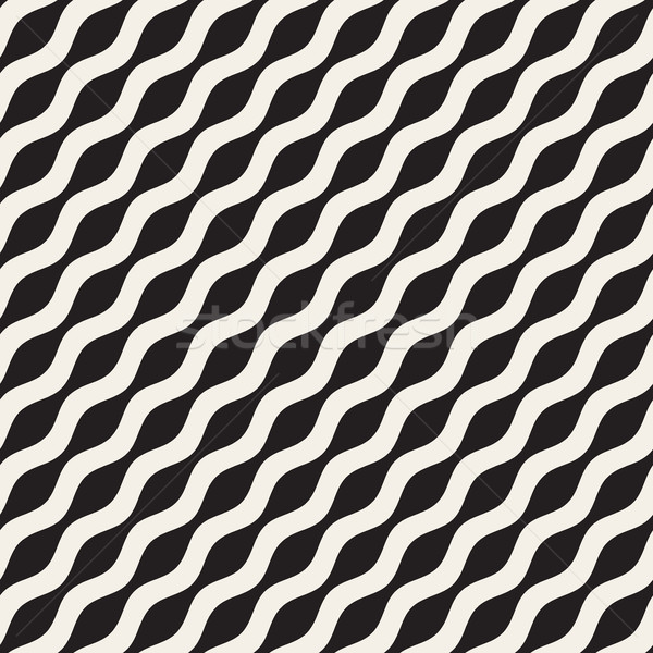 Stock photo: Wavy Ripple Lines. Vector Seamless Black and White Pattern.