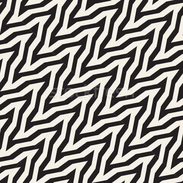 ZigZag Stripes Optical Illusion. Vector Seamless Black and White Pattern. Stock photo © Samolevsky