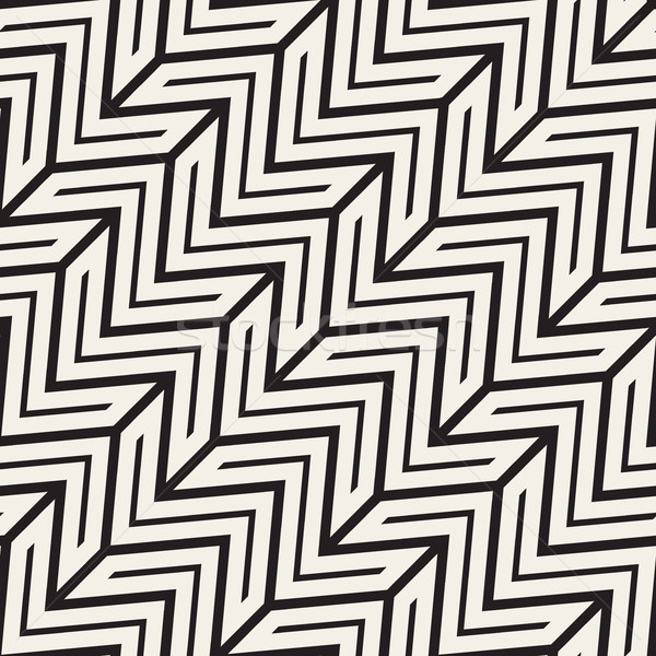 ZigZag Edgy Stripes. Vector Seamless Black and White Pattern. Stock photo © Samolevsky