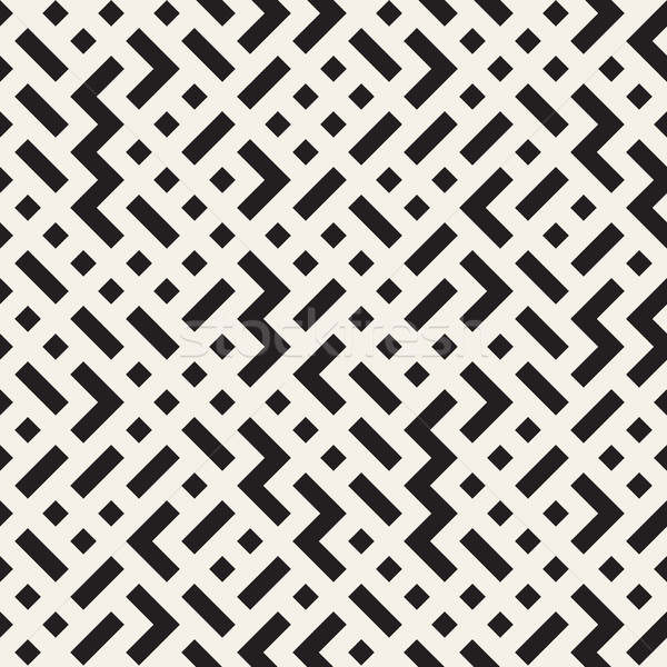 Irregular Maze Shapes Tiling Contemporary Graphic Design. Vector Seamless Black and White Pattern Stock photo © Samolevsky