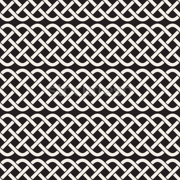 Interlaced Lines Celtic Ethnic Ornament. Vector Seamless Black and White Pattern Stock photo © Samolevsky