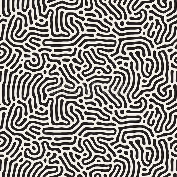 Organic Irregular Rounded Lines. Vector Seamless Black and White Pattern. Stock photo © Samolevsky
